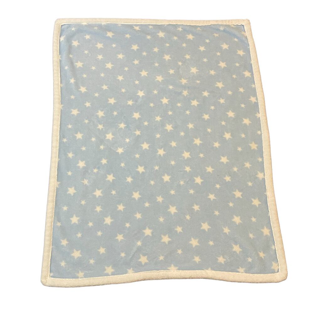 Katie Little for Kidsline Blue White Star Fleece Baby Blanket Printed Boa